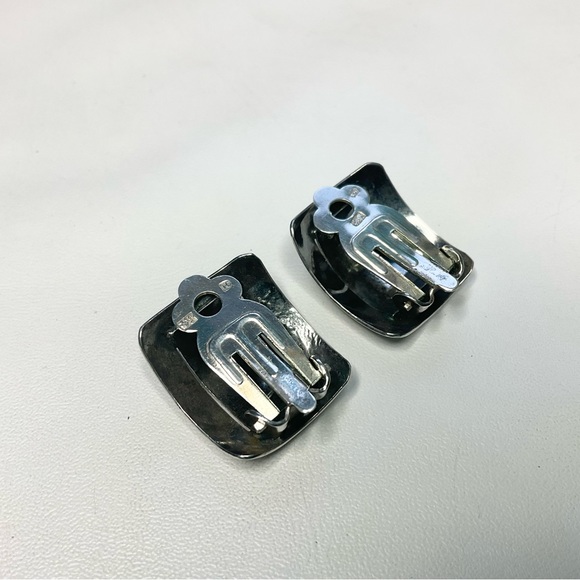 Vintage Sterling Silver Modernist Clip Earrings Poland Hallmarked - Picture 4 of 7